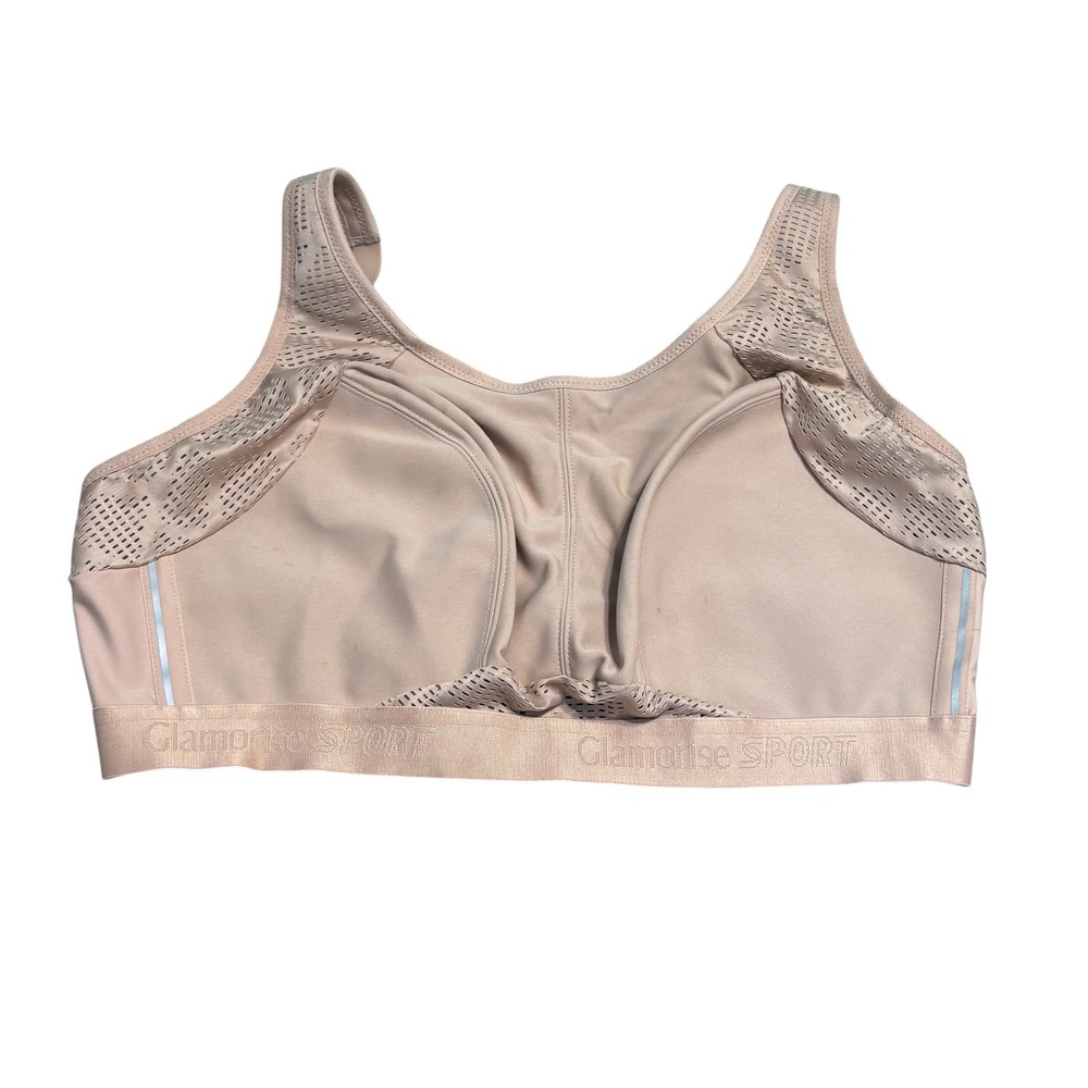 Glamorise Sport Bra Womens 42DD Tan High Impact Wire Free Mesh 1068